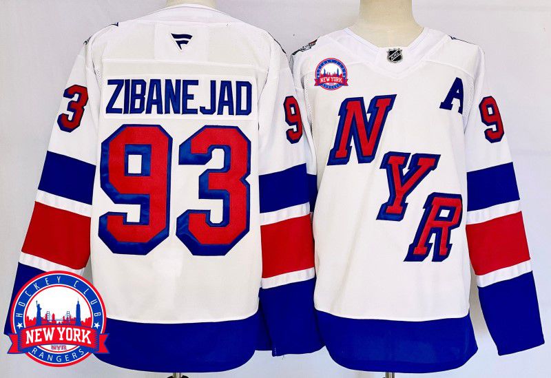 Men New York Rangers #93 Zibanejad White Fanatics 2025 NHL Jersey style 5